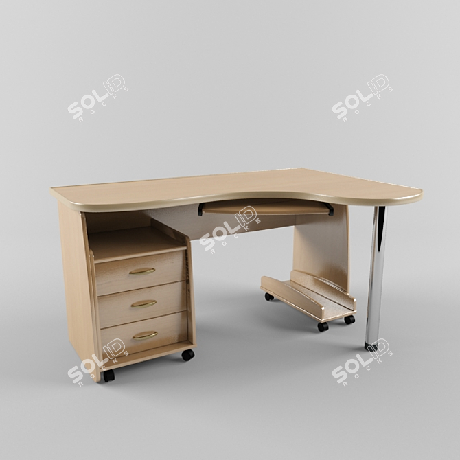 Modern Computer Desk 3D model image 1