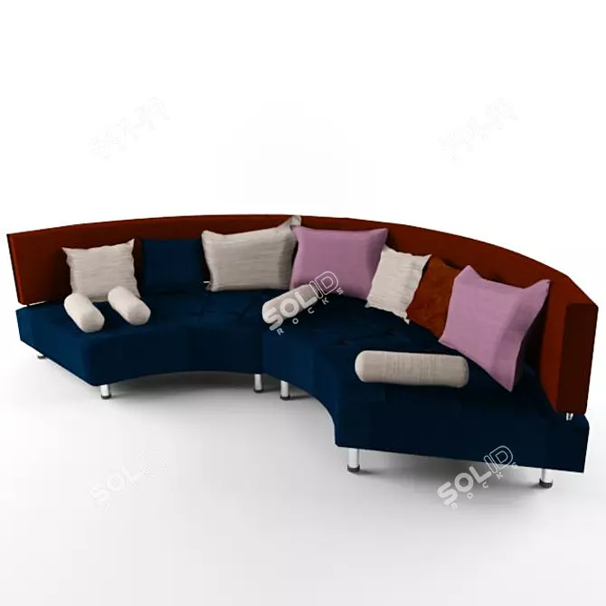 Elegant Curve Radius Sofa 3D model image 1