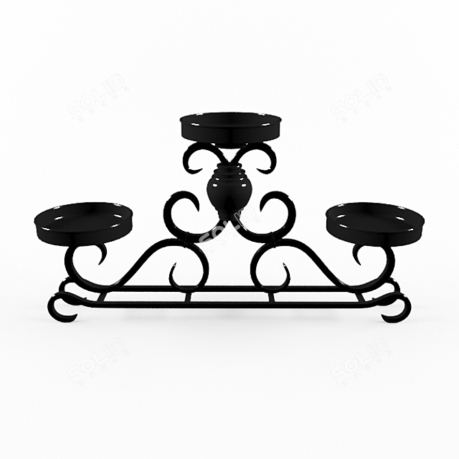 Stylish Black Metal Candlestick 3D model image 1