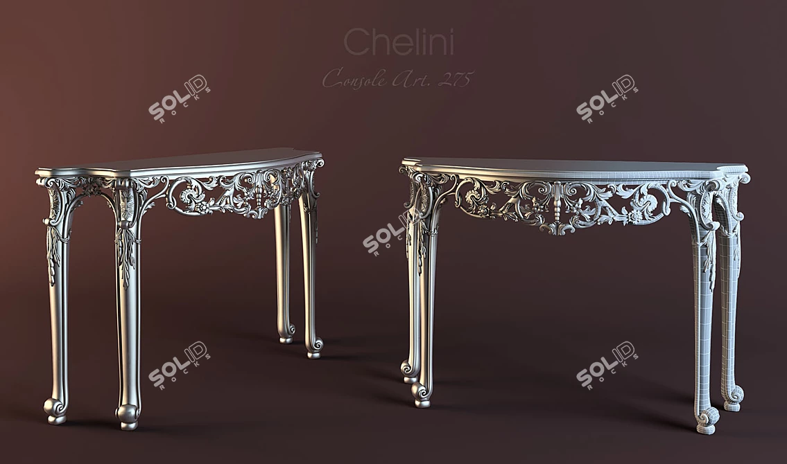 Elegant Chelini Console: Style Defined 3D model image 1