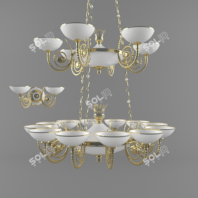 Elegant Crystal Chandelier & Sconce 3D model image 1