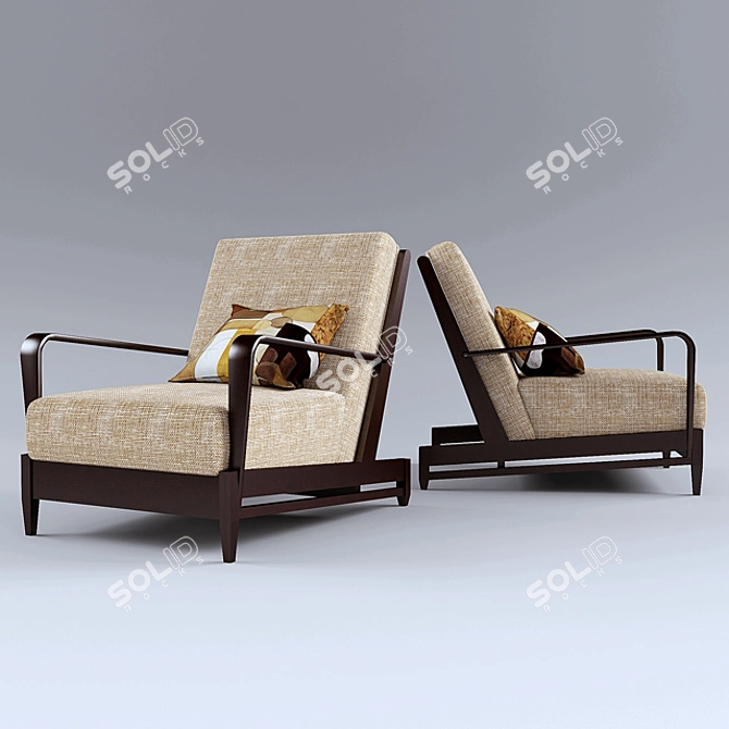 Stylish Lounge Chair: 11000 Poly 3D model image 1