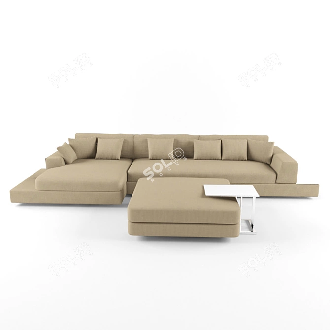 Italian Plat Sofa with Ottoman 3D model image 1