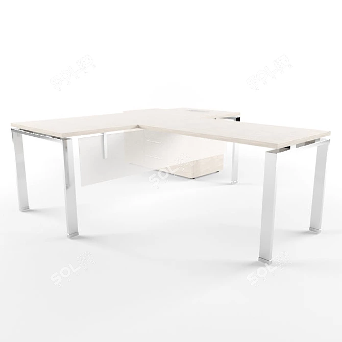 Executive Desk with Extension - BENT 3D model image 1