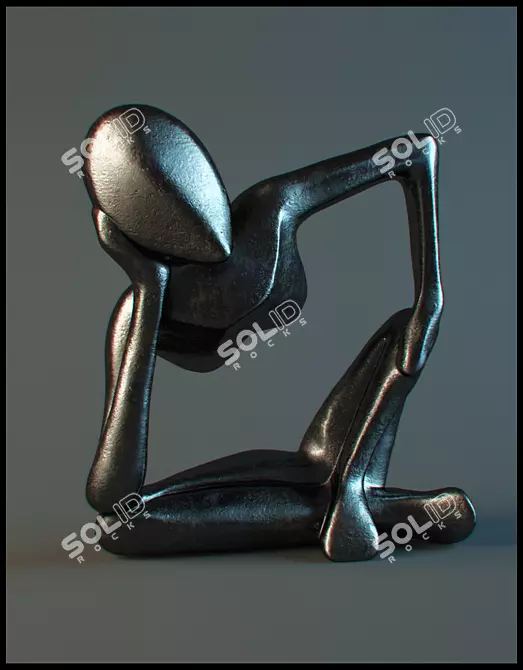 Title: Thai Inspired Black Resin Statuette 3D model image 1