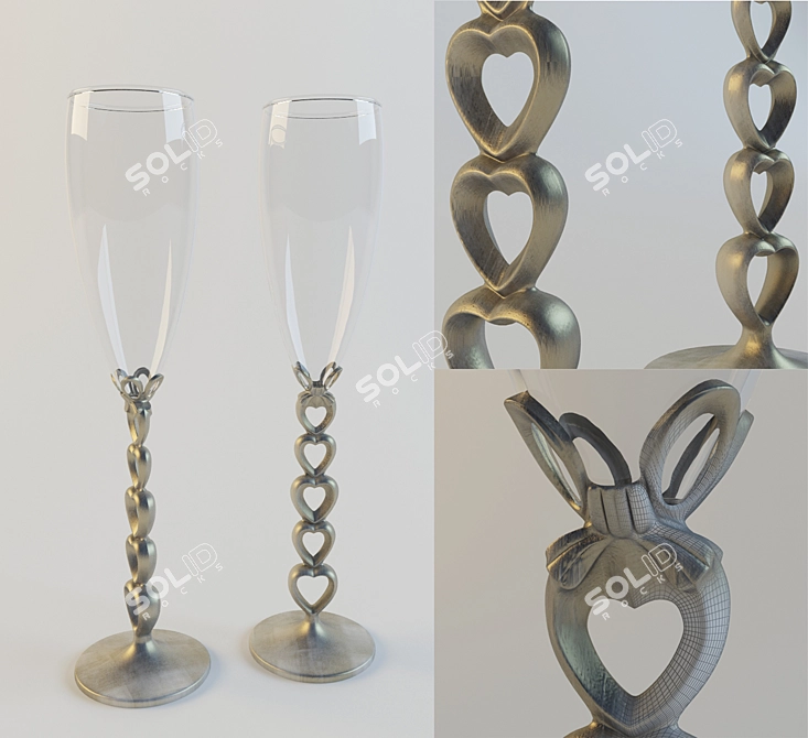 Elegant Wedding Goblets - Exquisite Profi Collection 3D model image 1