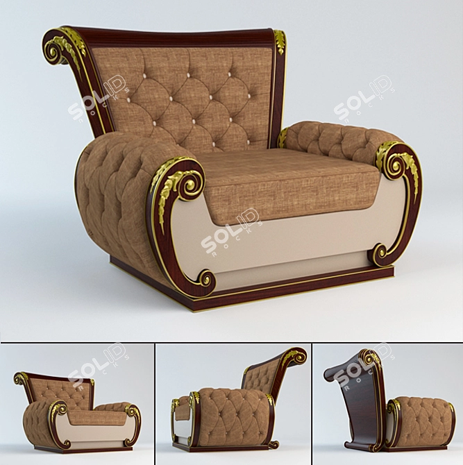 Classic V-Ray Armchair 3D model image 1