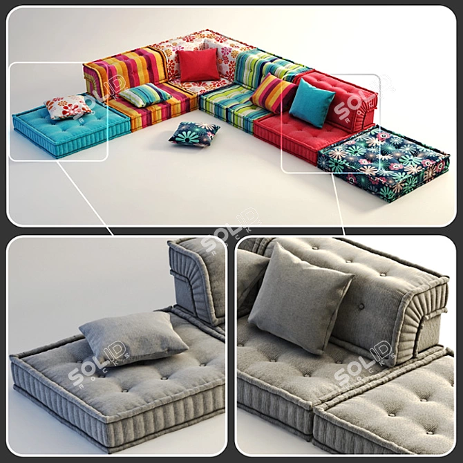 Bohemian Chic Mah Jong Sofa 3D model image 1