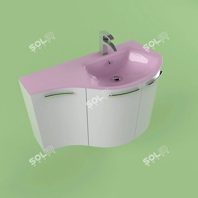 Bent Wash Basin with Mixer 3D model image 1