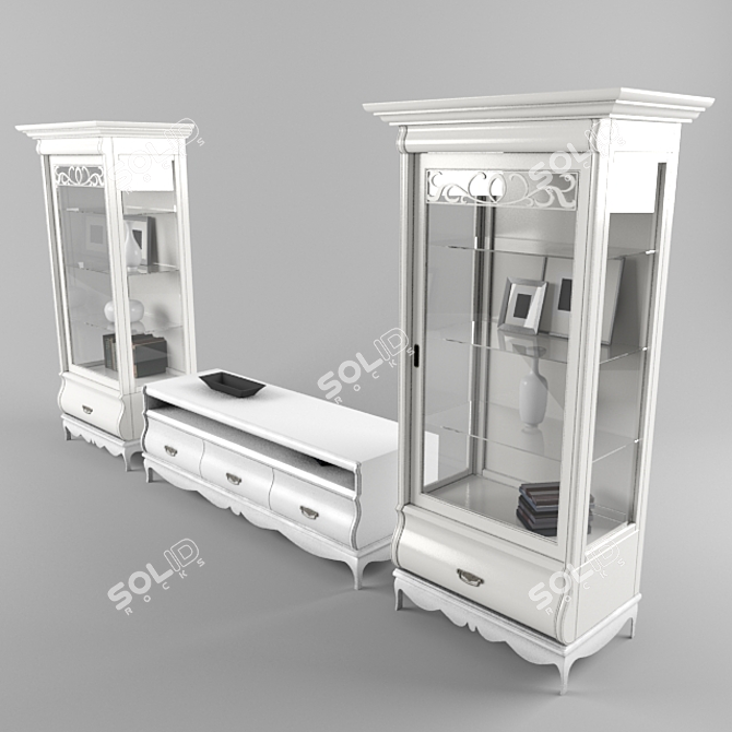 Versatile TV Base and Display Cabinets (Art 468, 467, and 477) 3D model image 1