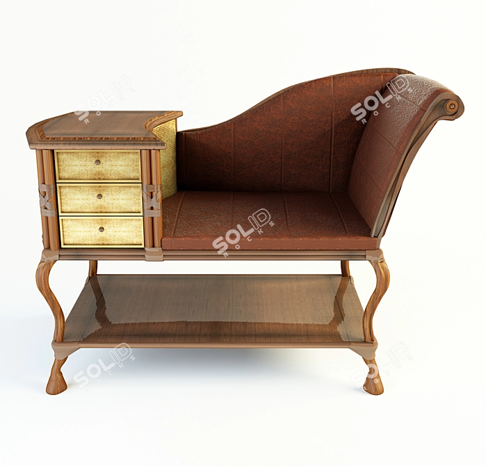 Vintage Colonial Chair with Ottoman 3D model image 1
