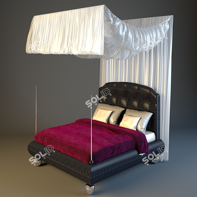 Elegant Canopy Bed by Ipe Cavalli 3D model image 1