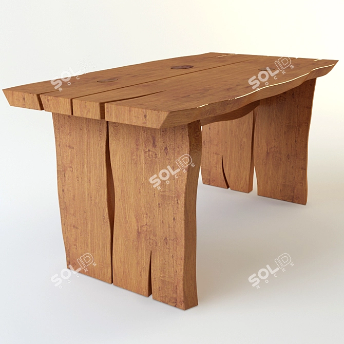 Sturdy Wooden Table 3D model image 1