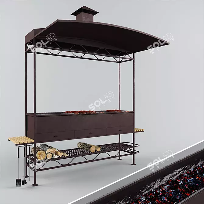 Heavy Duty Mangal Grill 3D model image 1