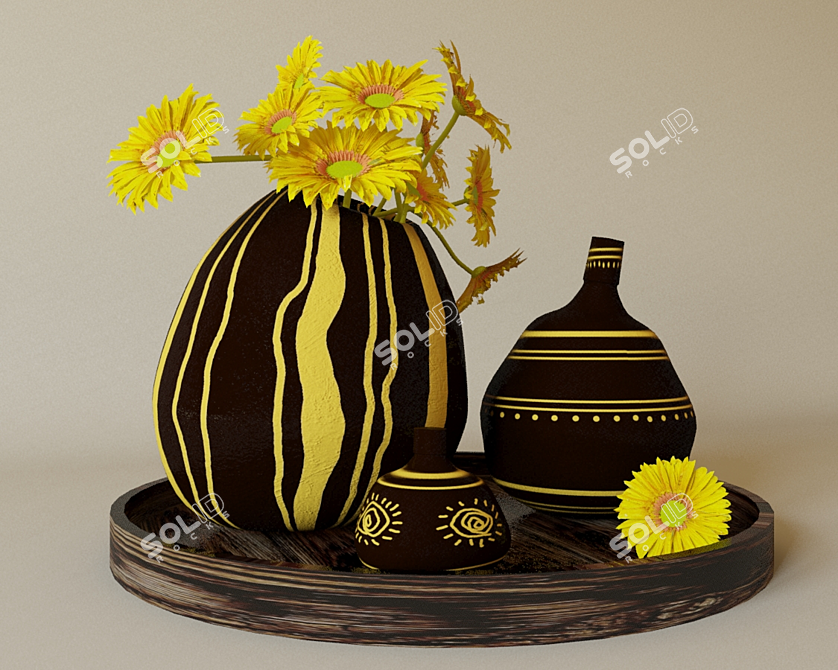 Ethnic-inspired Vases: Cultural Decor 3D model image 1