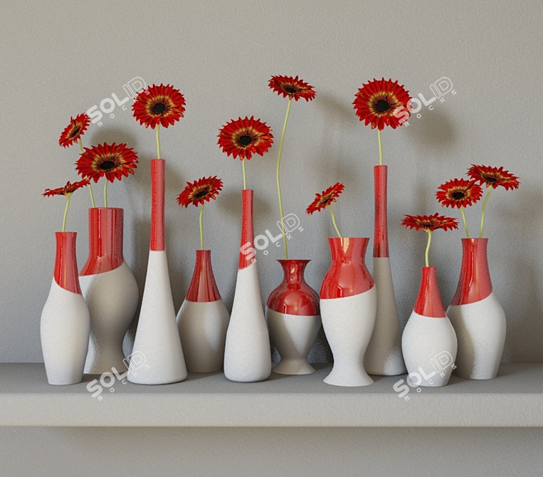 Modern Bloom: Posy Vases 3D model image 1