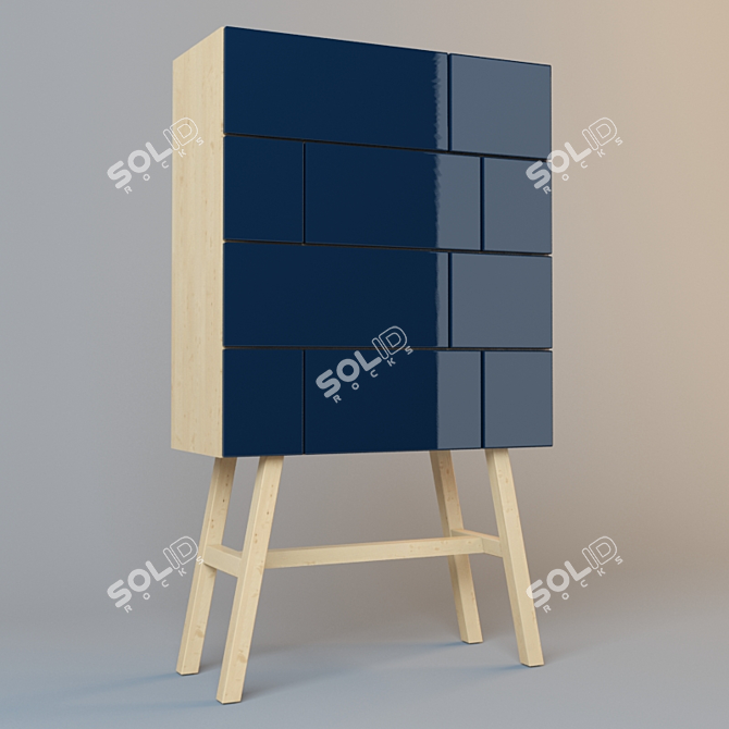 Rustic Brick Tallboy Cabinet 3D model image 1