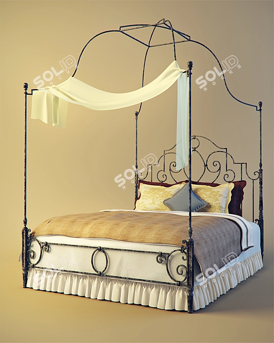 Provence Style Bed 3D model image 1