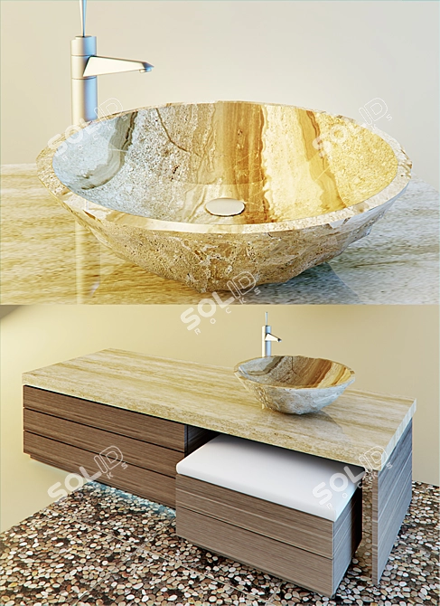 Solid Stone Sink 3D model image 1