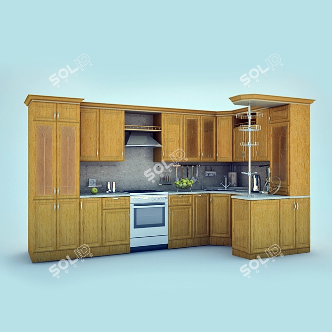 Elegant Heritage Kitchen 3D model image 1