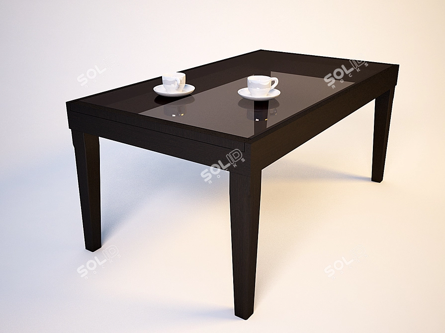 Wooden and Glass Table 3D model image 1