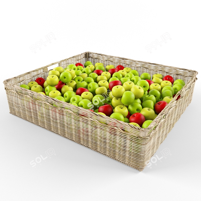 Apple Basket: Textured & Materials (Vray) 3D model image 1