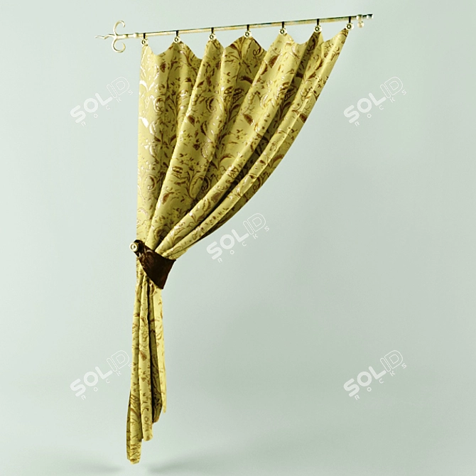 Elegant Tie-Up Curtain 3D model image 1