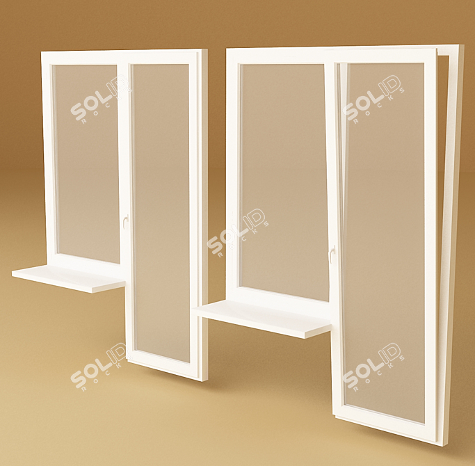 Euro-White Glass Balcony Unit 3D model image 1