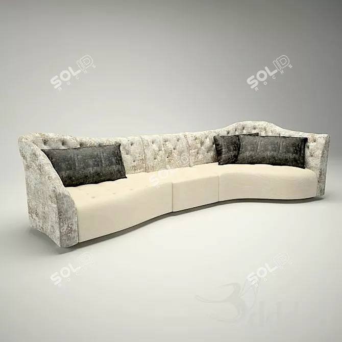 Modular 3-Part Sofa 3D model image 1