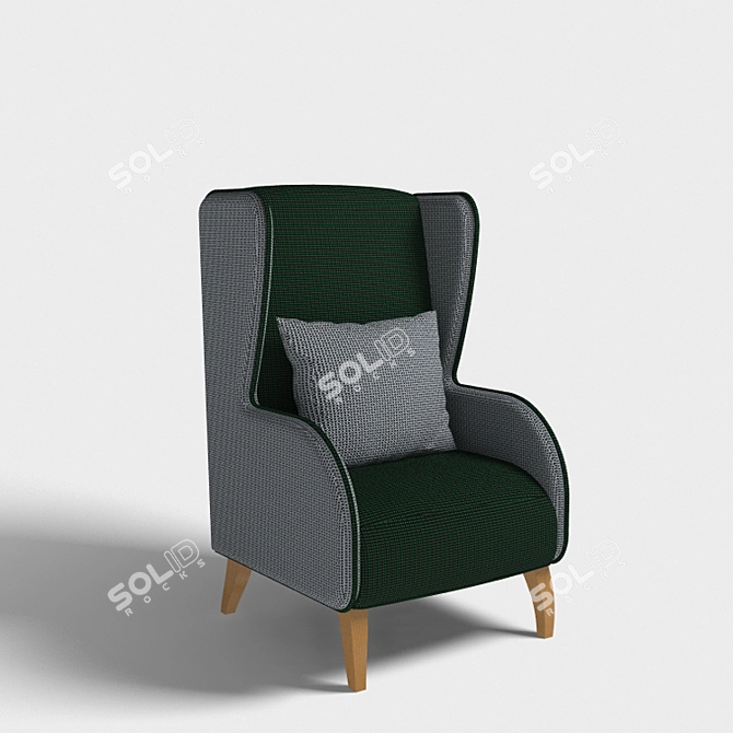 Title: Classic Armchair with Textured Design 3D model image 1