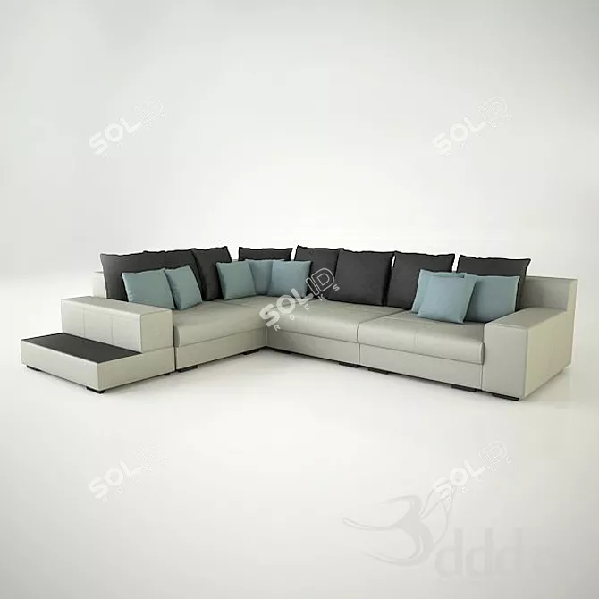 Elegant Milano Sofa 3D model image 1