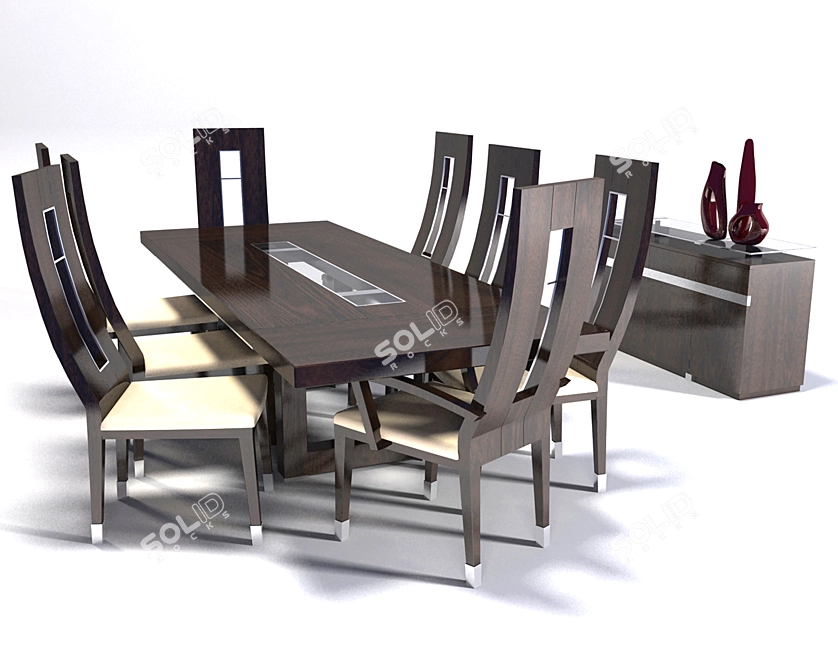 Versatile Table and Chair Set 3D model image 1