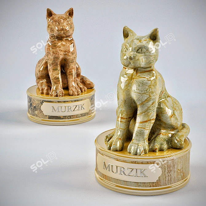 Playful Kitty Figurine 3D model image 1