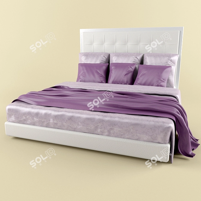 Classic Wooden Bed 3D model image 1