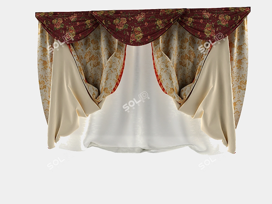 Small Window Kitchen Curtain 3D model image 1