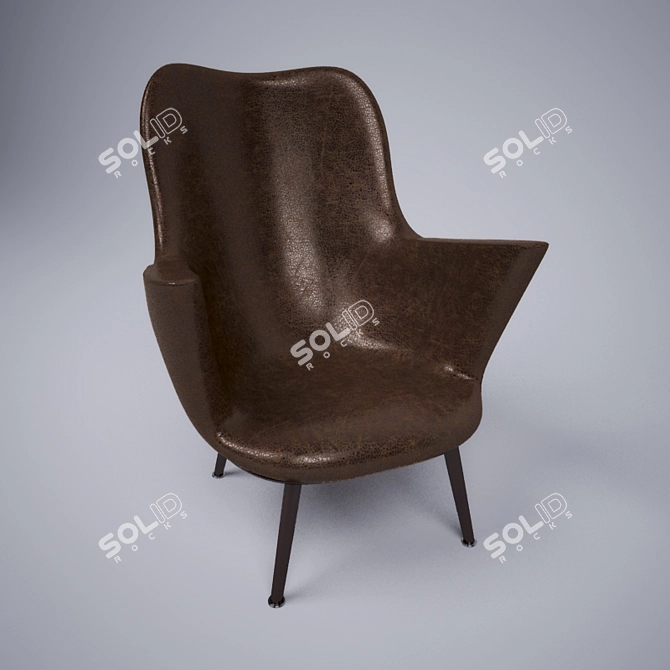 Retro Leather Armchair 3D model image 1