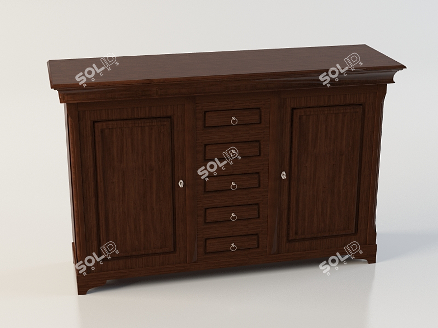 Russian Oak Chest of Drawers 3D model image 1