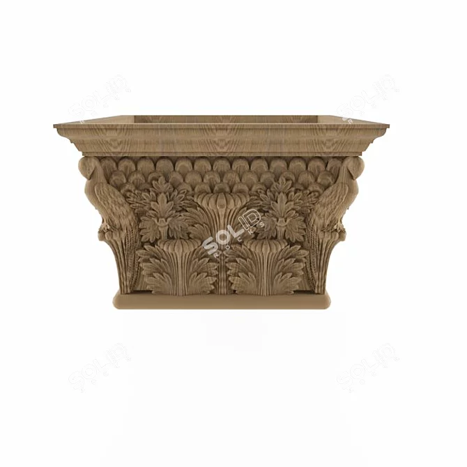 Bird-Embellished Capital: Exquisite Craftsmanship 3D model image 1