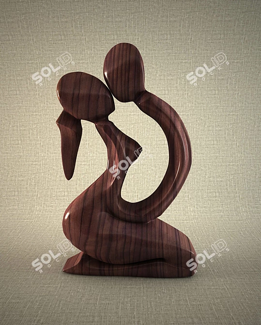 Wooden Sculpture: Beautiful Art Piece 3D model image 1