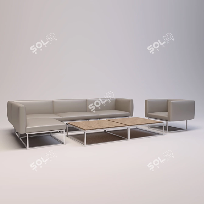 Gloster Cloud: Stylish Sofa & Coffee Table Set 3D model image 1