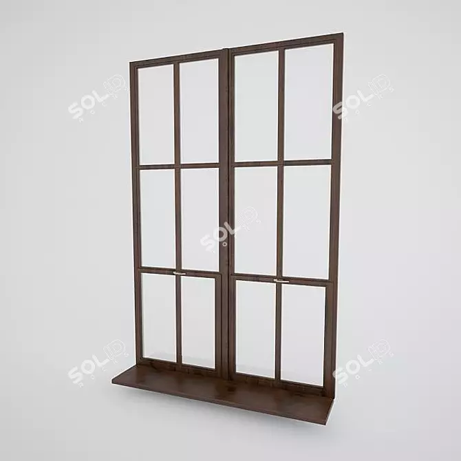 Elegant Wooden Window 3D model image 1