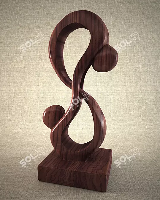 Artistic Wooden Sculpture 3D model image 1