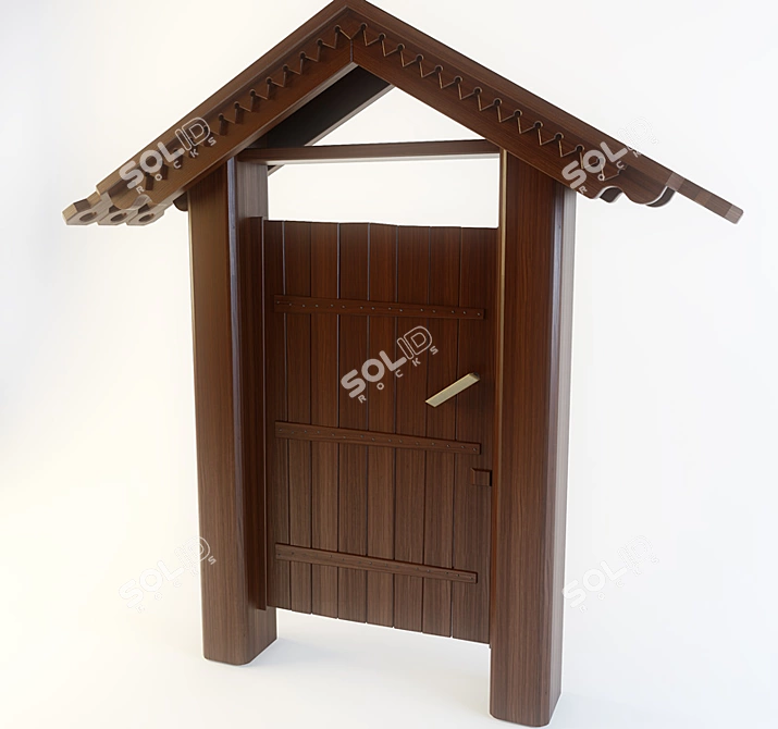 Rustic Wooden Gate 3D model image 1