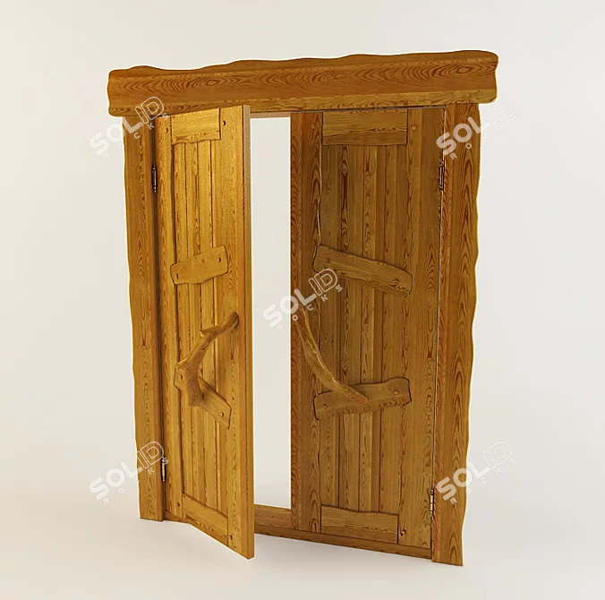 Title: Pine Wood Sauna Door 3D model image 1