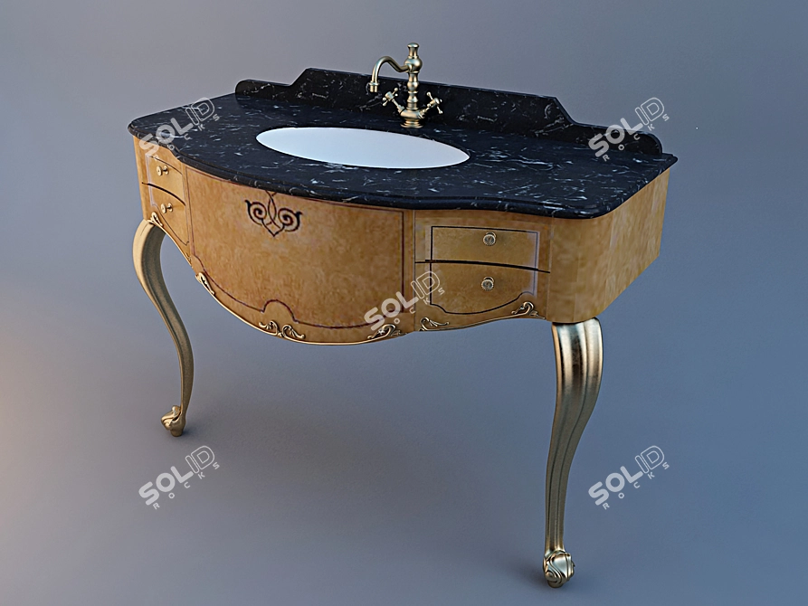 Lineatre Sink Cabinet with Integrated Tap 3D model image 1