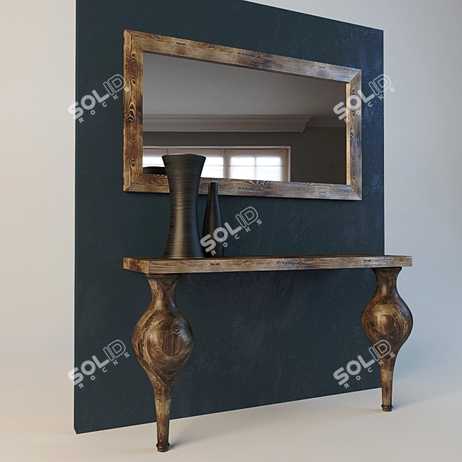 Elegant Wooden Console 3D model image 1