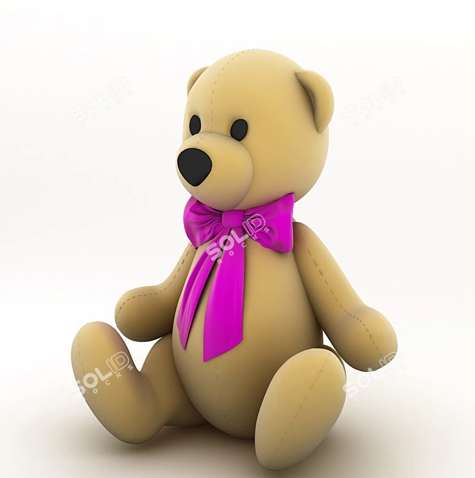 Cuddly Plush Teddy Bear 3D model image 1