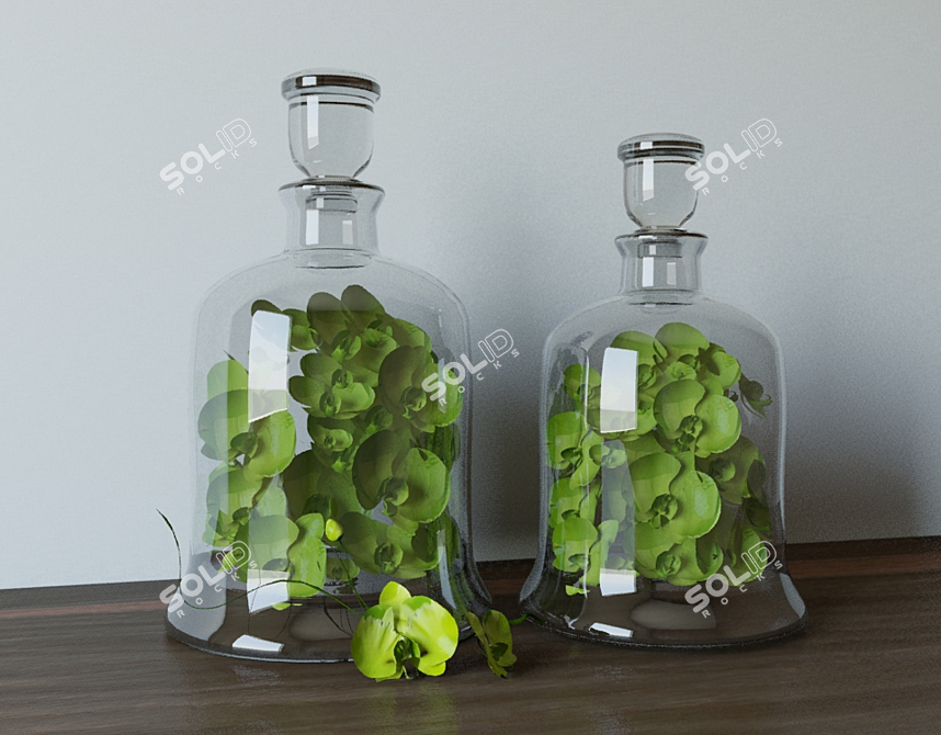 Elegant Greens Decanters 3D model image 1