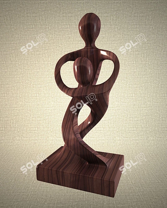 Handcrafted Wooden Sculpture 3D model image 1