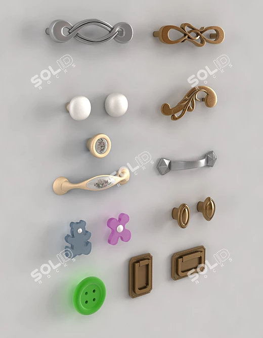 Versatile Furniture Handles 3D model image 1